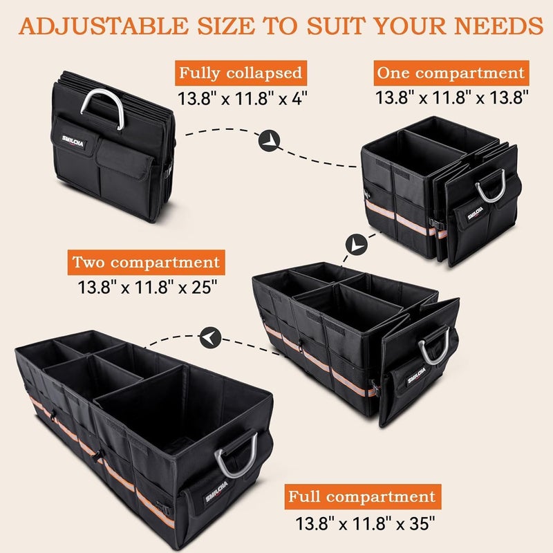 Heavy-Duty Extra Large 100L Premium Foldable Car Trunk Organizer with Lid + 26L Cooler Bag - Image 2