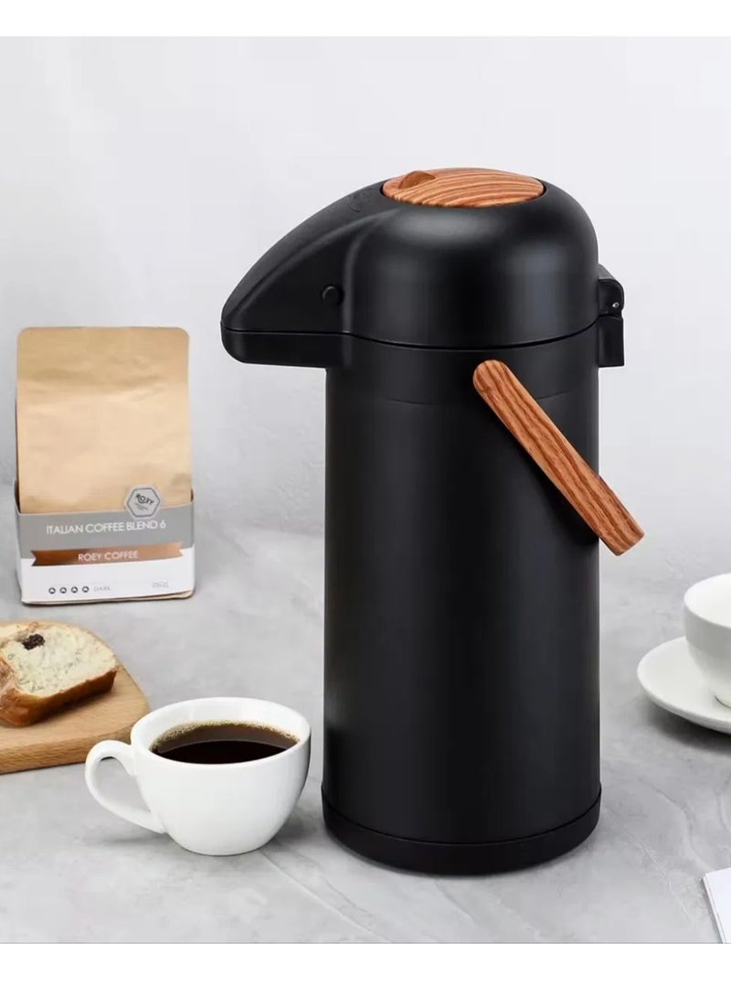 إكسترا ترمس ستانلس ستيل ضغط أسود 1.9 لتر- يحفظ الحرارة والبرودة لساعات - Image 1