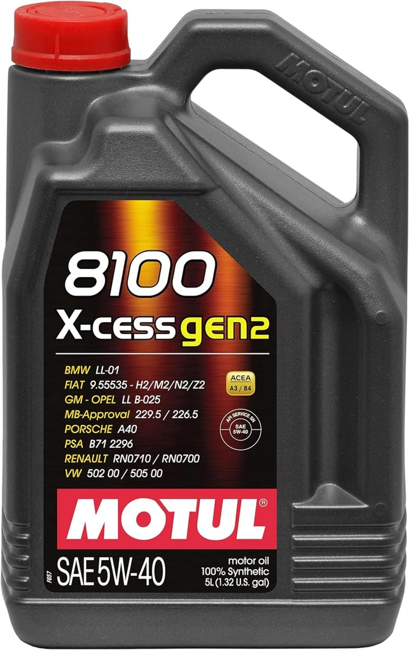 Motul 109776 8100 X-Cess Gen2 5W-40 Motor Oil 5-Liter Bottle - Image 1
