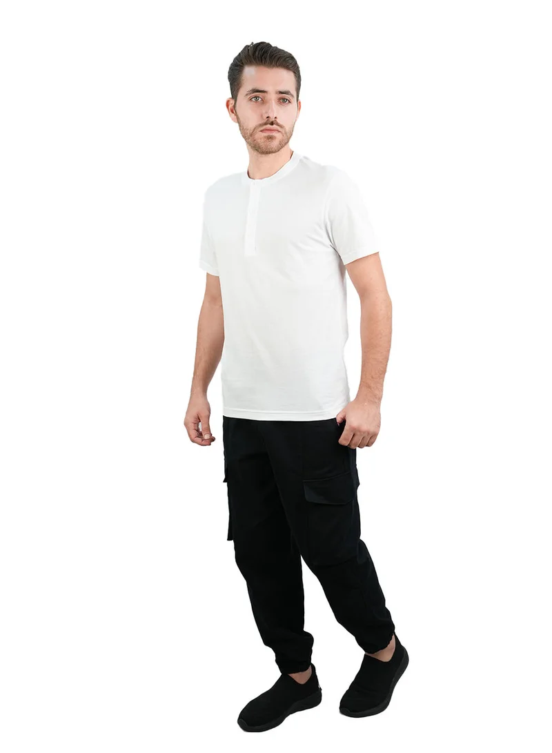 GIORDANO Men's Cotton Jersey Slim Fit Henley Tee