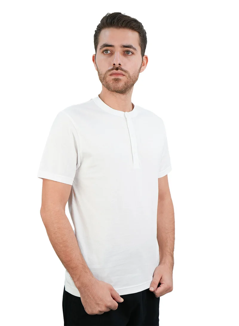 GIORDANO Men's Cotton Jersey Slim Fit Henley Tee