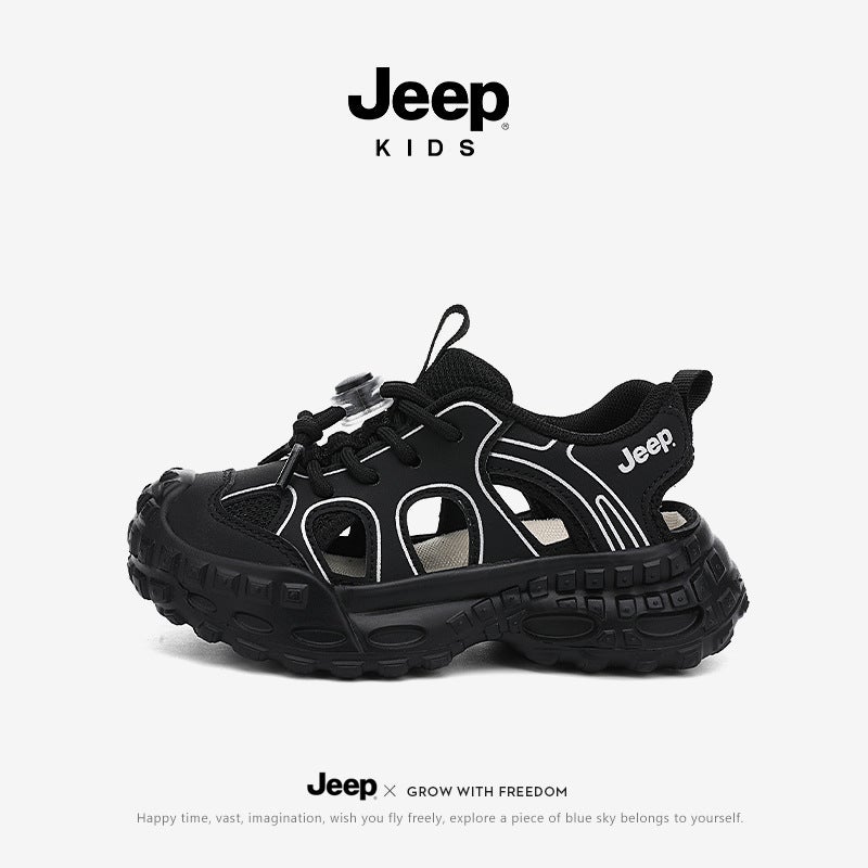 Jeep Kidsren'S Shoes Kidsren'S Sports Shoes Black Cut Out Boys' Dad Shoes Summer Girls' Toe-Cap Sandals - Image 2