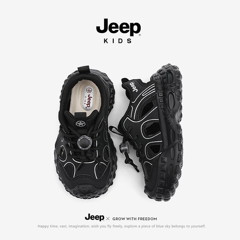 Jeep Kidsren'S Shoes Kidsren'S Sports Shoes Black Cut Out Boys' Dad Shoes Summer Girls' Toe-Cap Sandals - Image 3