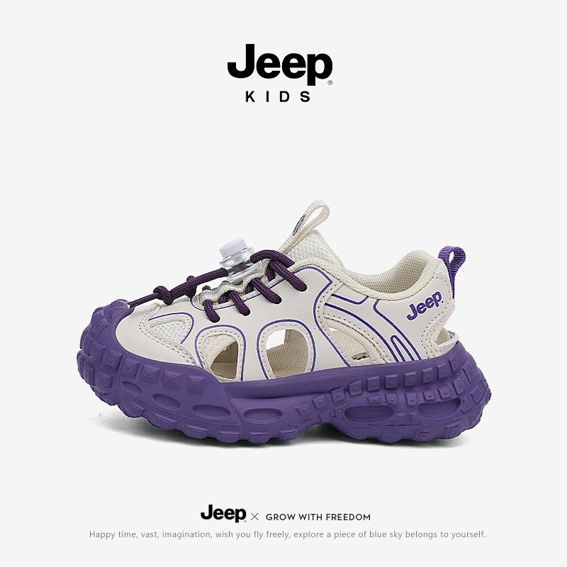 Jeep Kidsren'S Shoes Kidsren'S Sports Shoes Black Cut Out Boys' Dad Shoes Summer Girls' Toe-Cap Sandals - Image 1