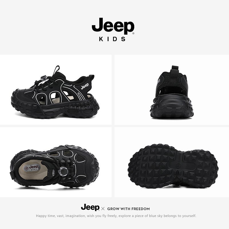 Jeep Kidsren'S Shoes Kidsren'S Sports Shoes Black Cut Out Boys' Dad Shoes Summer Girls' Toe-Cap Sandals - Image 4