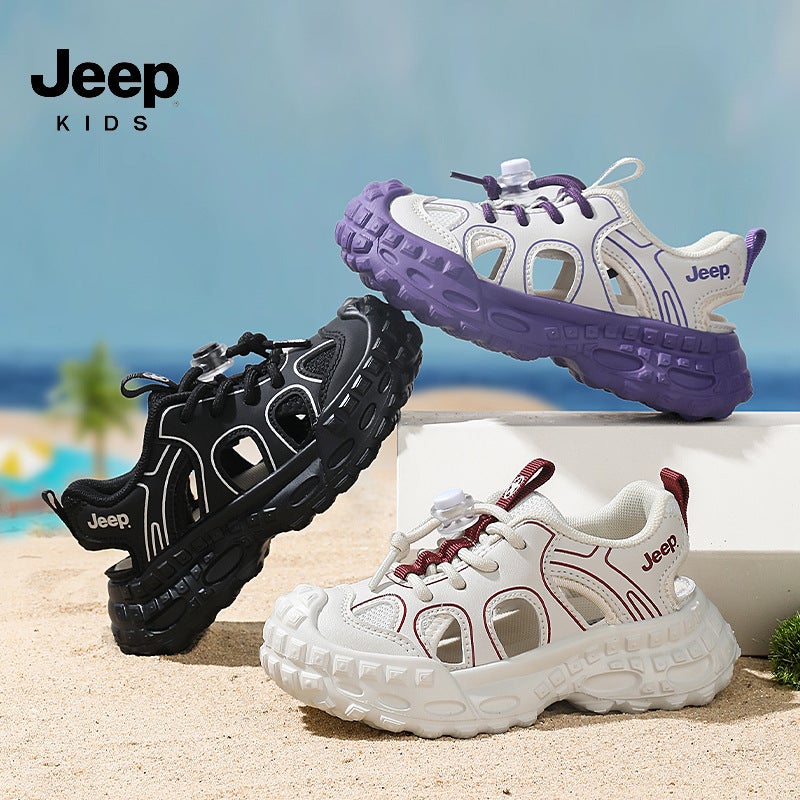 Jeep Kidsren'S Shoes Kidsren'S Sports Shoes Black Cut Out Boys' Dad Shoes Summer Girls' Toe-Cap Sandals - Image 5