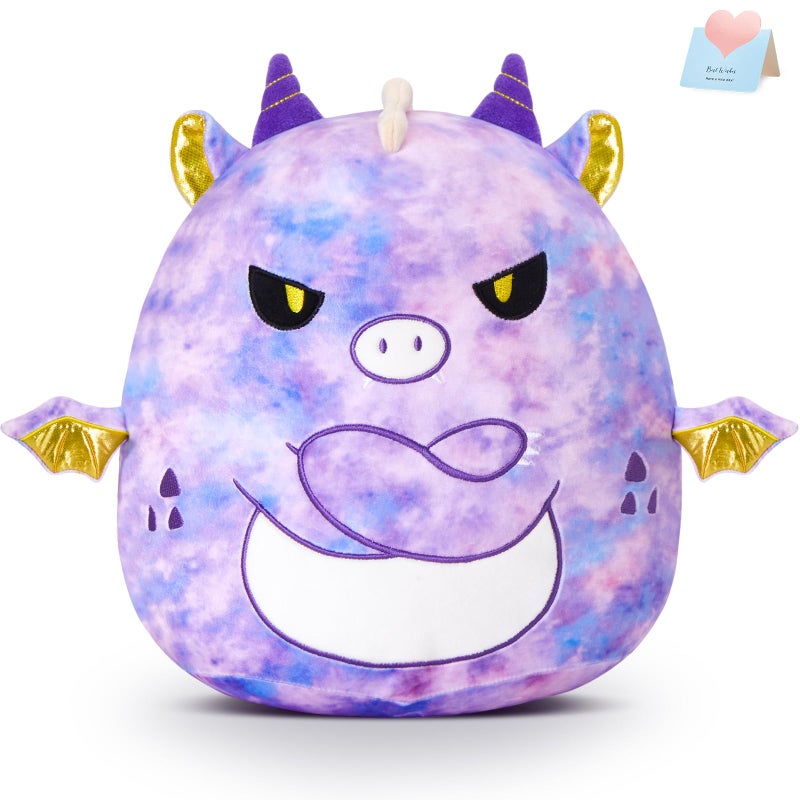Glow Guards Original 12 Purple TieDye Dragon Plush Pillow Cute Stuffed Animal Soft Toy Dinosaur Birthday Gift for Boys Girls Kids The Angry Dragon - Image 3
