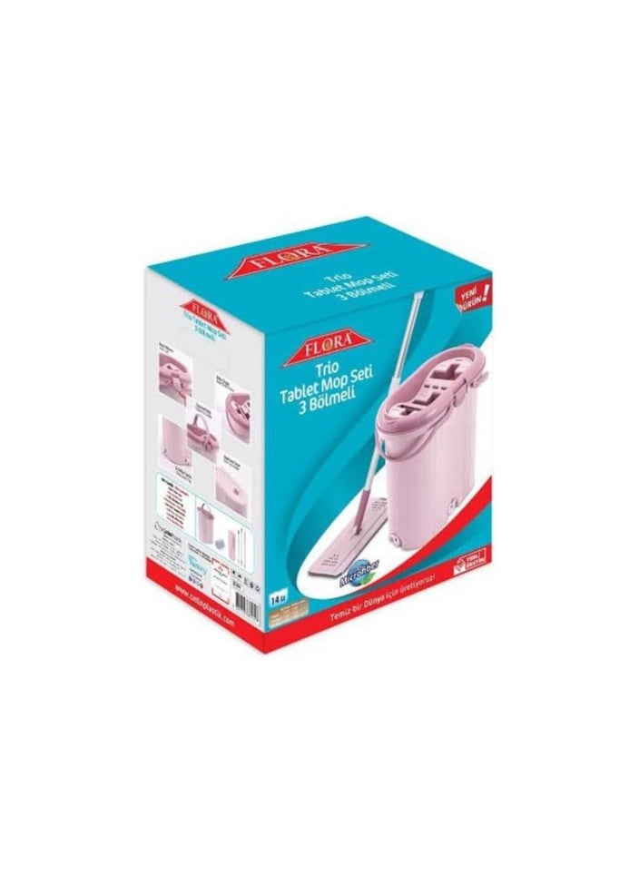 ماركة غير محددة - جردل موب فلات تركـــــــى 3 خانات 2 غيار سعه 14لتر غيار مايكرو فايبر 100% الاصلى المستورد - Image 1