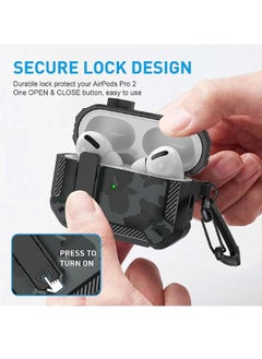 Generic Airpods Pro 2 Case Cover 2022, Airpods Pro 2 Protective Case with Lock, Military Hard Shell Rugged Shockproof Cover with Keychain Compatible with Apple Airpods Pro 2 2022 (Gray Camo)  - Image 2