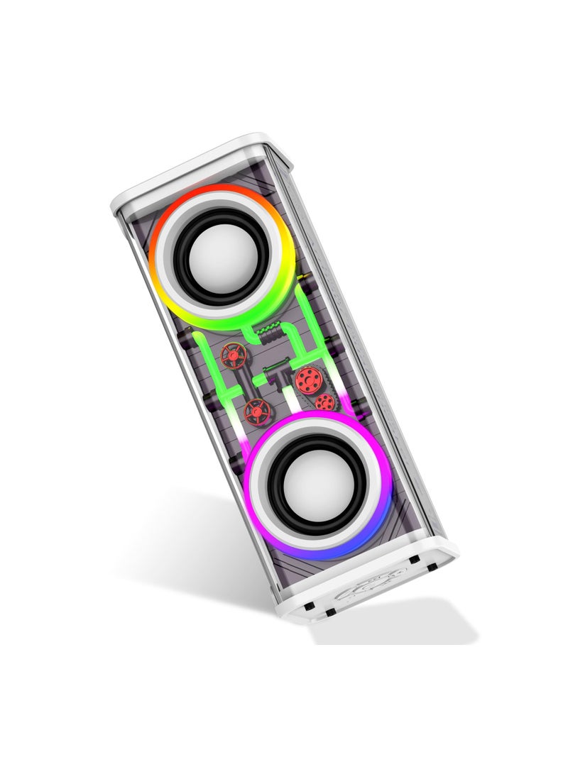 Portable Bluetooth Speaker with 10W Stereo Sound, Transparent Design & Colorful LED Lights, Bluetooth 5.3, TWS Pairing, Ideal for Home, Camping, and Birthday Parties (1 Pack) - Image 1