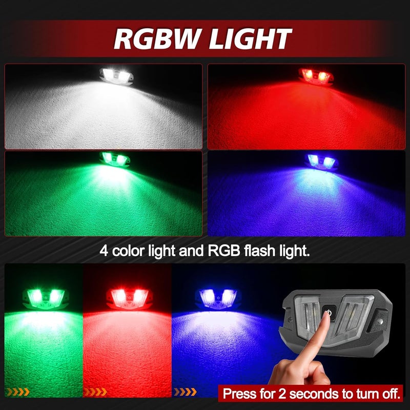 LTEODCHEW ضوء قبة V-Pro LED UTV RGBW، إضاءة داخلية للسيارة بجهد 12 فولت مع مفتاح تركيب قفص قضيب الدوران، أضواء سرير الشاحنة LED لـ UTV Polaris RZR Ranger Can-Am Kawasaki Pioneer Talon ATV Car SXS Truck - Image 2