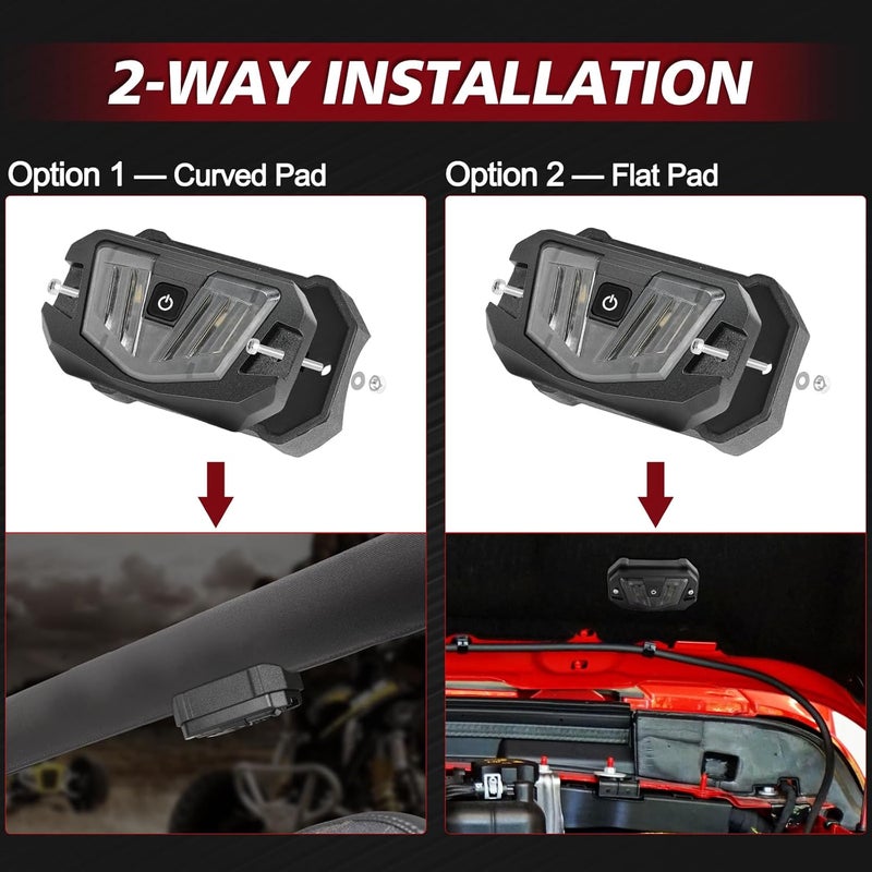 LTEODCHEW ضوء قبة V-Pro LED UTV RGBW، إضاءة داخلية للسيارة بجهد 12 فولت مع مفتاح تركيب قفص قضيب الدوران، أضواء سرير الشاحنة LED لـ UTV Polaris RZR Ranger Can-Am Kawasaki Pioneer Talon ATV Car SXS Truck - Image 4