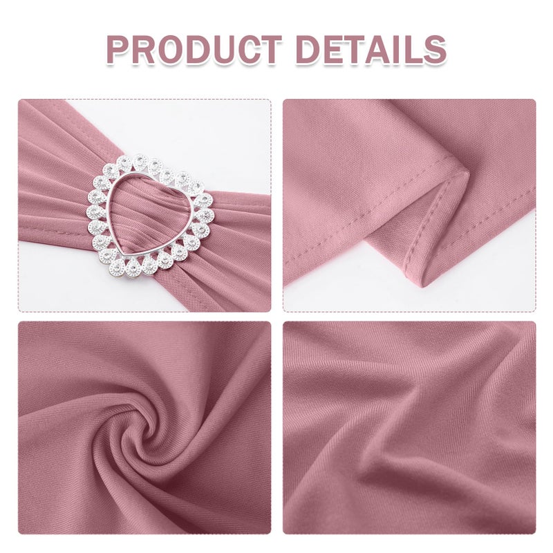 Howhic Pack of 30 Spandex Chair Sashes Bows Stretch Chair Cover Band with Buckle Slider Universal Elastic Chair Ties for Wedding Banquet Party Event Decoration (Dusty Pink) - Image 3