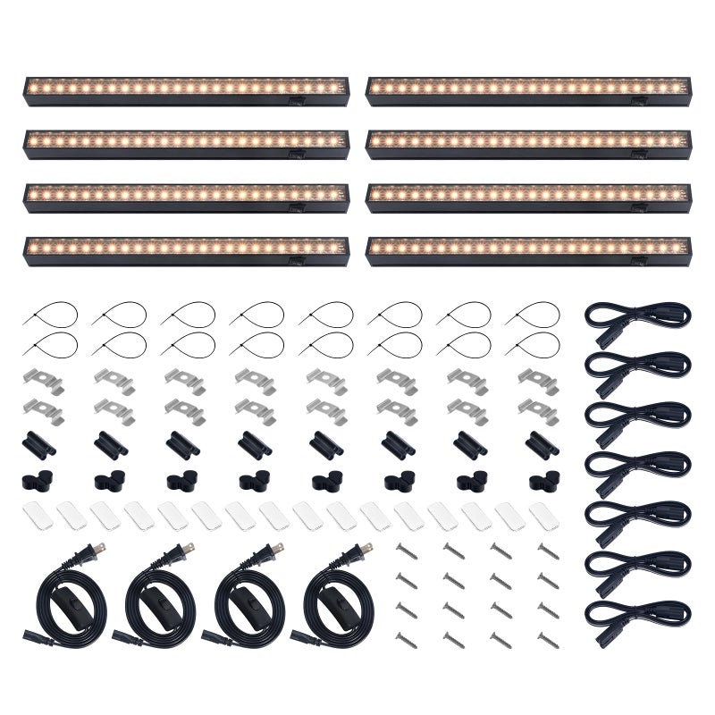 Barrina T5 Grow Lights, 1FT Grow Light Fixture for Indoor Plants Full Spectrum, Black Cover LED Plant Grow Light Bulbs for Indoor Plants, Greenhouse, Plug and Play, Linkable Design, Yellow, 8 Packs - Image 1