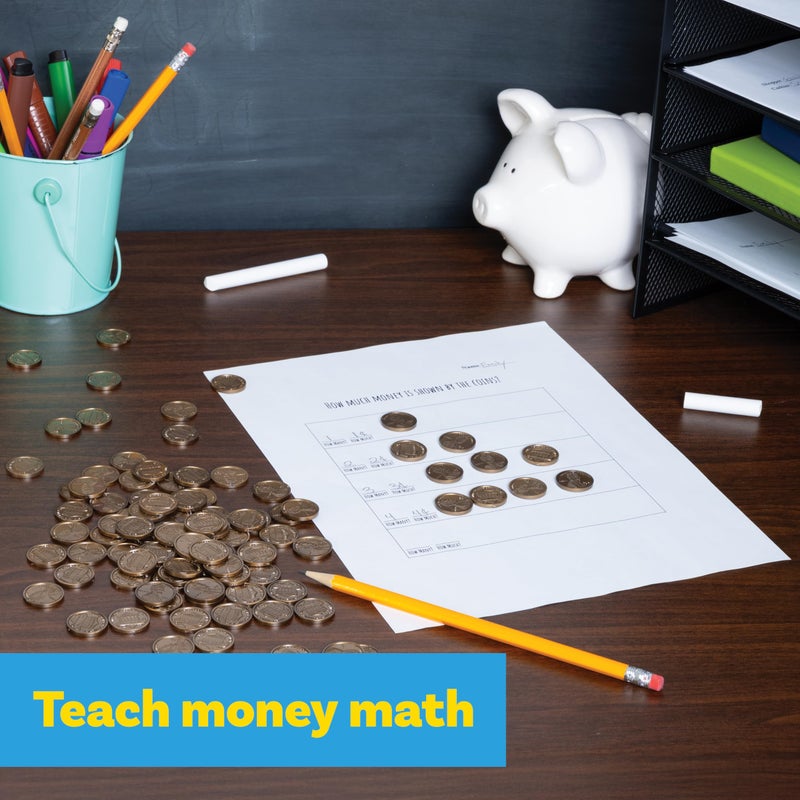 LEARNING ADVANTAGE Play Pennies - Set of 100 Plastic Coins - Designed and Sized Like Real US Currency - Teach Money Math With This Pretend Play Resource - Image 4