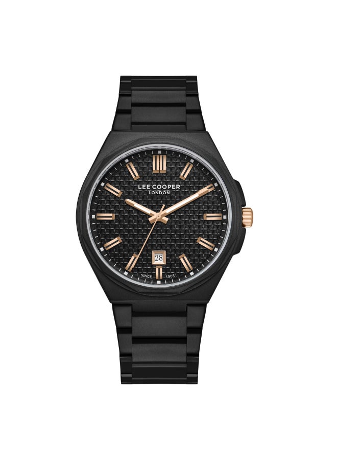 Lee Cooper ساعة لي كوبر للرجال، شاشة تناظرية وحزام معدني - LC08031.650، أسود  - Image 1