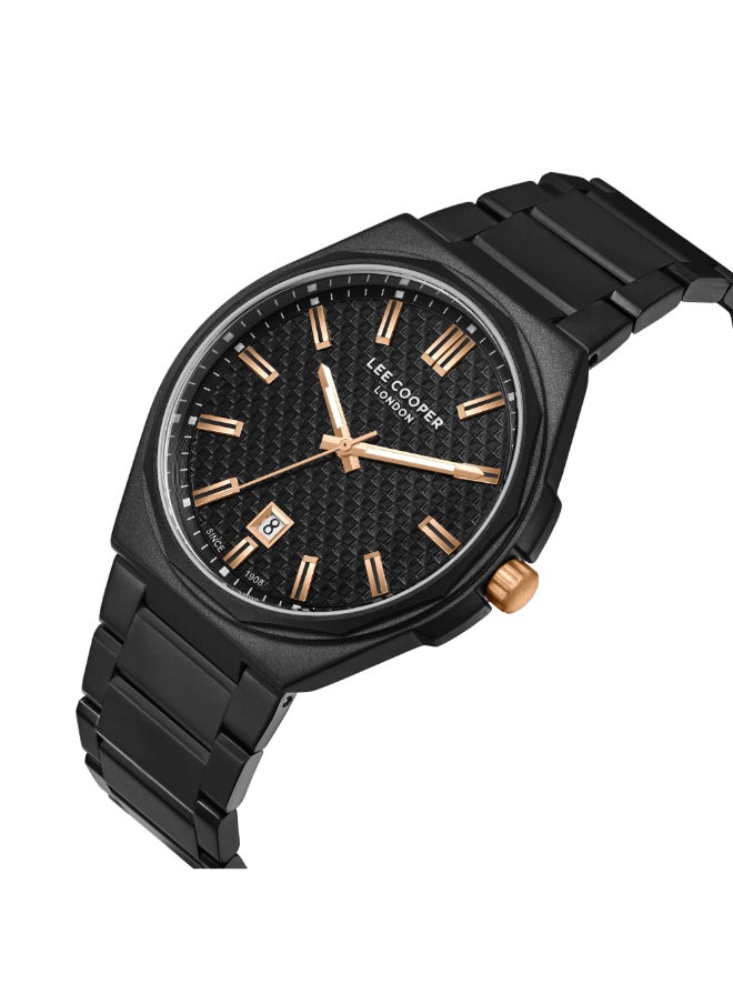 Lee Cooper ساعة لي كوبر للرجال، شاشة تناظرية وحزام معدني - LC08031.650، أسود  - Image 2