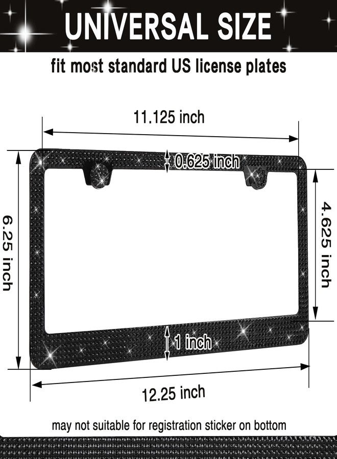 RtPcor 2 Pack Bling License Plate Frames Premium Sparkly License Plate Frame for Women Durable Black Bling Car Accessories - Image 2