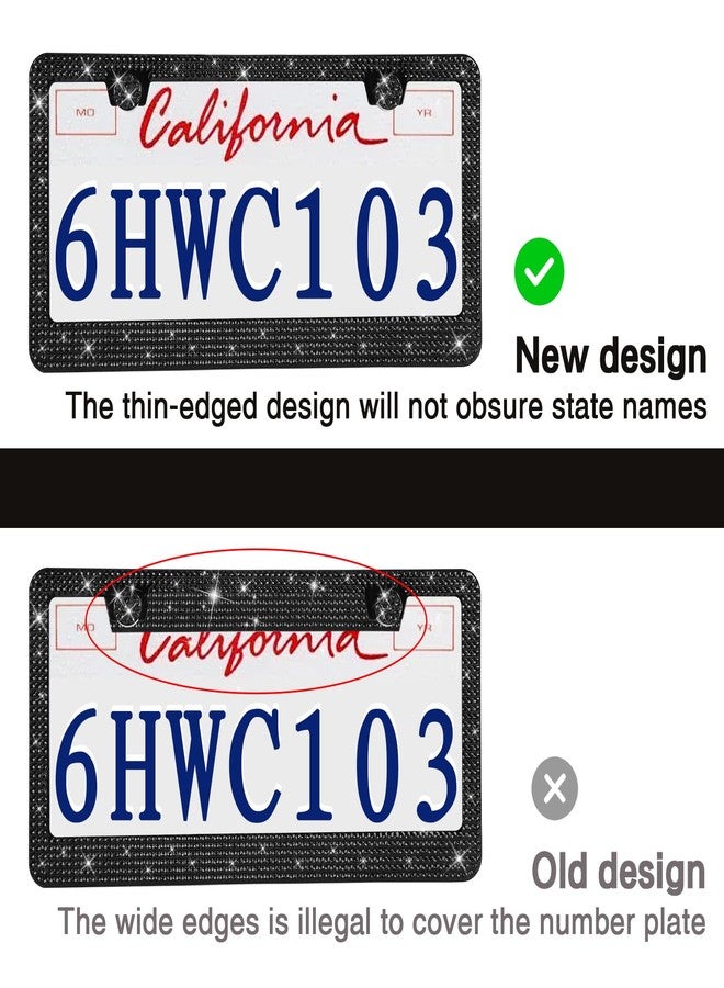 RtPcor 2 Pack Bling License Plate Frames Premium Sparkly License Plate Frame for Women Durable Black Bling Car Accessories - Image 4