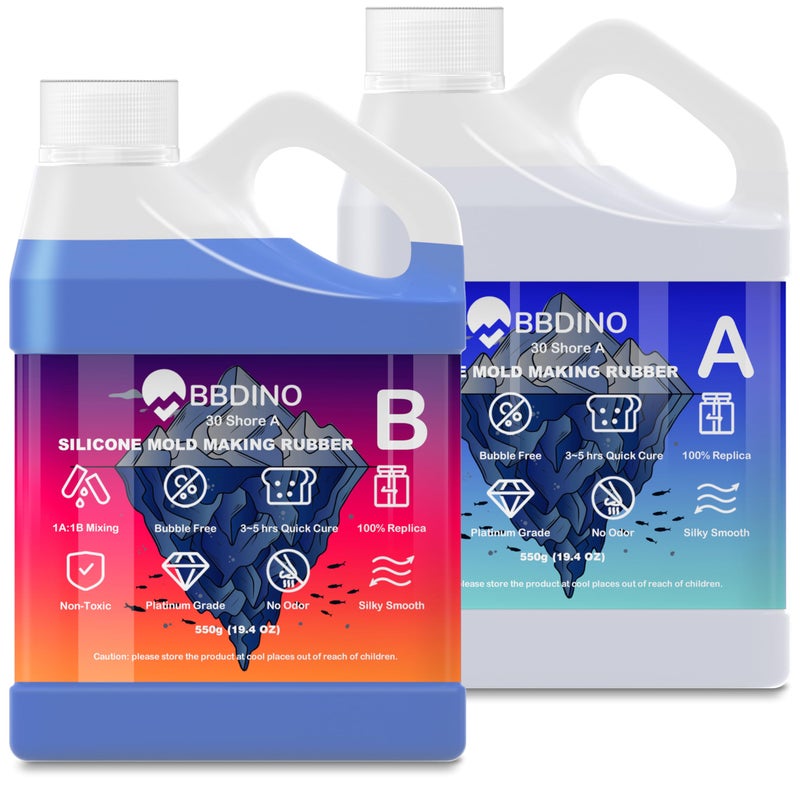 BBDINO Silicone Mold Making Kit, 30A Liquid Silicon for Molds Making 38.8 OZ, Quick Cure Molding Silicone Rubber, 1:1 Ideal for Silicon, Resins, Soap, Concrete, Wax Mold-Casting Sapphire Blue - Image 1