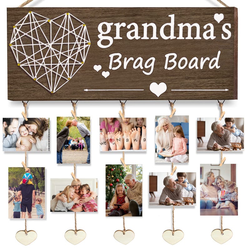 Gaoikerr Gaoikerr Grandmas Brag Board Gifts for Grandmother from Granddaughter Mother Day Gift Grandma Picture Frame Nana Grandkid Gifts for Grandparents Christmas Birthday  Black 