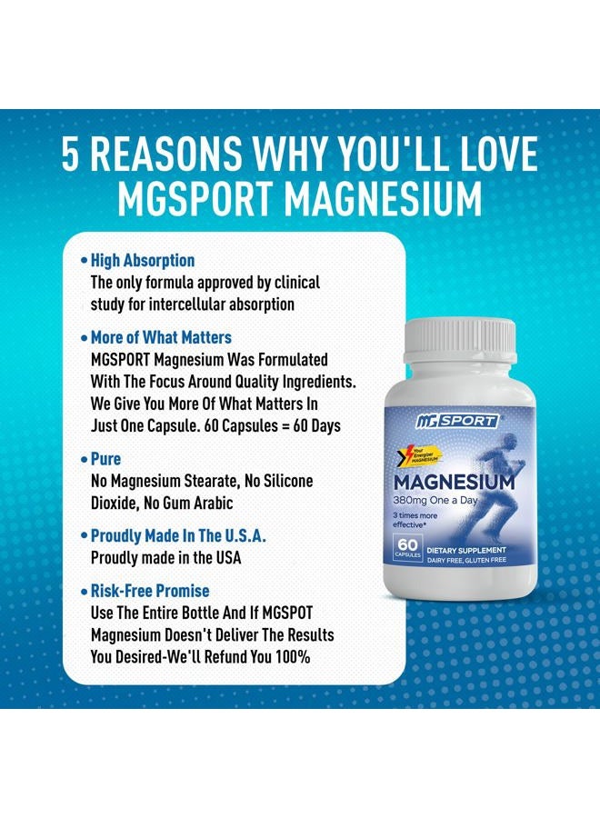 MgSport Magnesium Supplement Complex MGSPORT- High Absorption with Vitamins B6, D, E - Relieves Leg Cramps & Muscle Support - 60 Servings  - Image 5