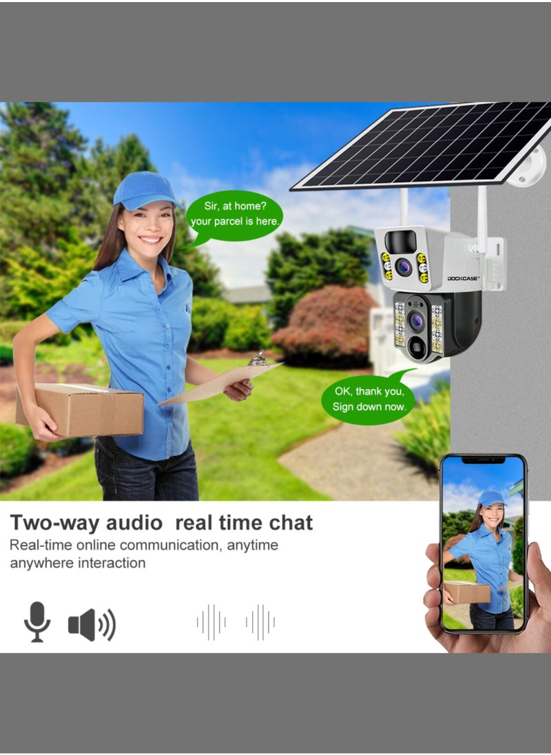 DOCKCASE - DOCKCASE 4.0MP 4G Sim Card Solar Camera PTZ 360°View Solar Powered Outdoor Security Camera - Image 1