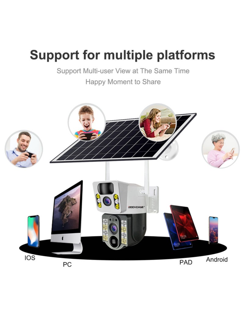 DOCKCASE - DOCKCASE 4.0MP 4G Sim Card Solar Camera PTZ 360°View Solar Powered Outdoor Security Camera - Image 1