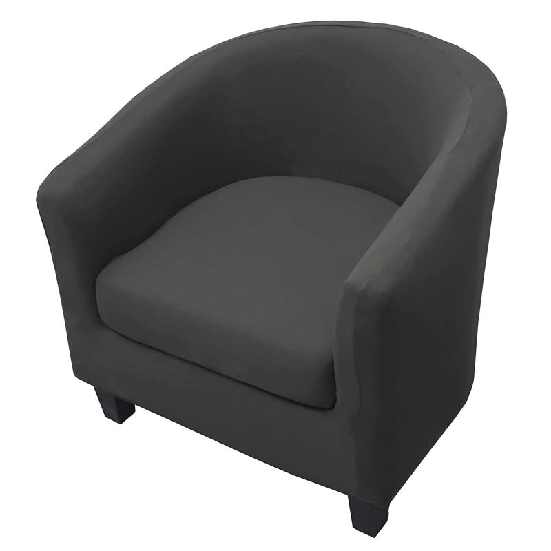WOMACO WOMACO 2 Pieces Club Chair Slipcover Printed Stretch Armchair Tub Round Barrel Swivel Chair Covers withc Cushion Cover Elastic Bottom Sofa Furniture Protector for Tullsta 1 Gray 