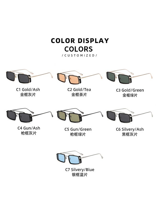 2025 أزياء مربع النظارات المعدنية إطارات النظارات الشمسية الفاخرة Uv400 النساء الرجال مخصص شعار خاص عالية الجودة - Image 5