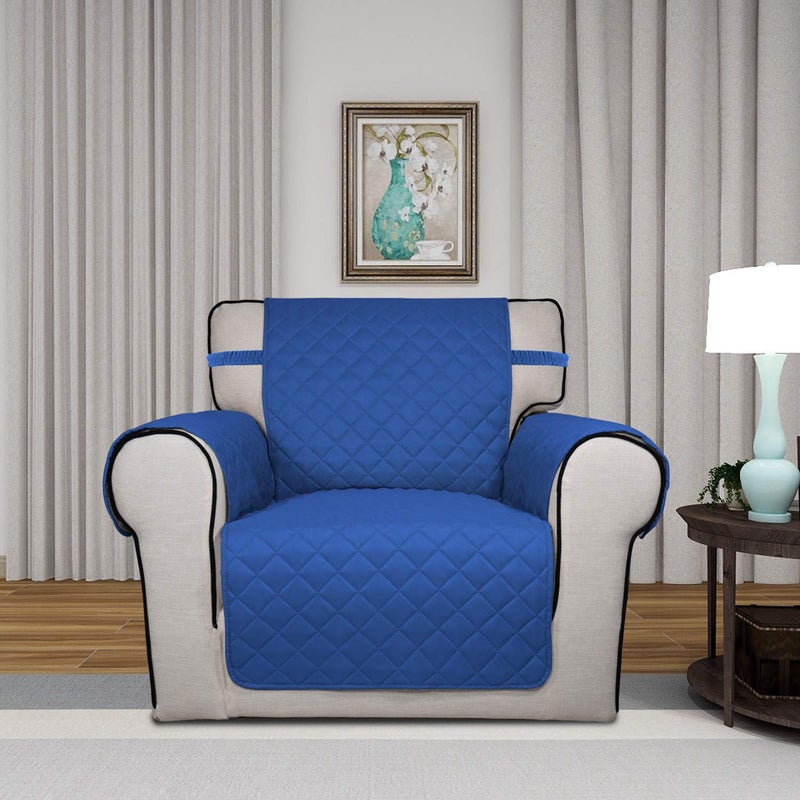 PureFit Reversible Quilted Sofa Cover  Water Resistant Slipcover Furniture Protector  Washable Couch Cover with Non Slip Foam and Elastic Straps for Kids  Pets (Chair  Classic Blue/Ivory)  Small - Image 2