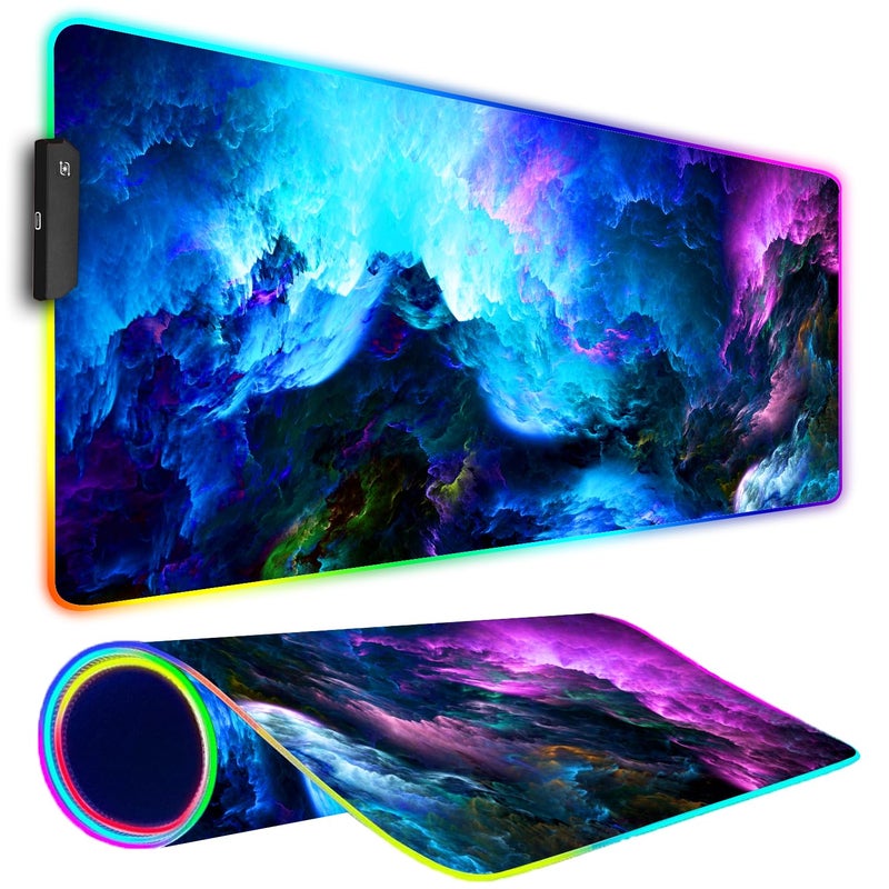 Armanza RGB Gaming Mouse Pad, Large Mousepad with Led Light, Keyboard Pad Gaming Accessories for Desk, Non-Slip Rubber Base Big Mouse Mat for Gamer, 31.5 X 11.8 Inch, Dazzling Galaxy - Image 1