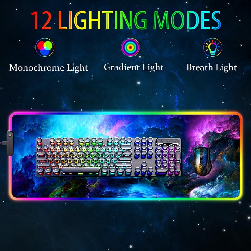 Armanza RGB Gaming Mouse Pad, Large Mousepad with Led Light, Keyboard Pad Gaming Accessories for Desk, Non-Slip Rubber Base Big Mouse Mat for Gamer, 31.5 X 11.8 Inch, Dazzling Galaxy - Image 2