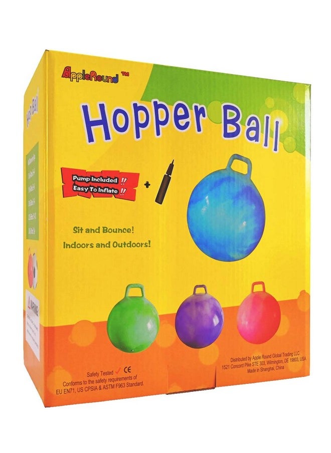 AppleRound - Space Hopper Ball With Air Pump: 28In/70Cm Diameter For Age 13 And Up Kangaroo Bouncer Hippity Hoppity Hop Ball For Teens Youths Adults Bouncy Ball With Handle Cloud Colors (Red & Blue) - Image 1