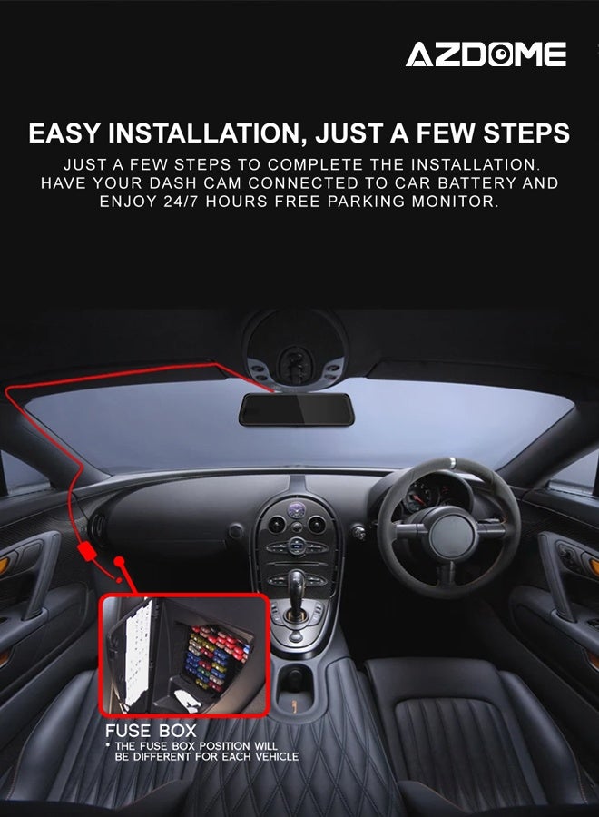 أزدوم طقم التوصيل المباشر HT03 - كابل مراقبة الانتظار 24 ساعة مع منفذ Type-C و صمامات - يحول 12V-24V إلى 5V/2.5A - متوافق مع معظم كاميرات السيارة مزود بحماية من انخفاض الجهد - Image 3