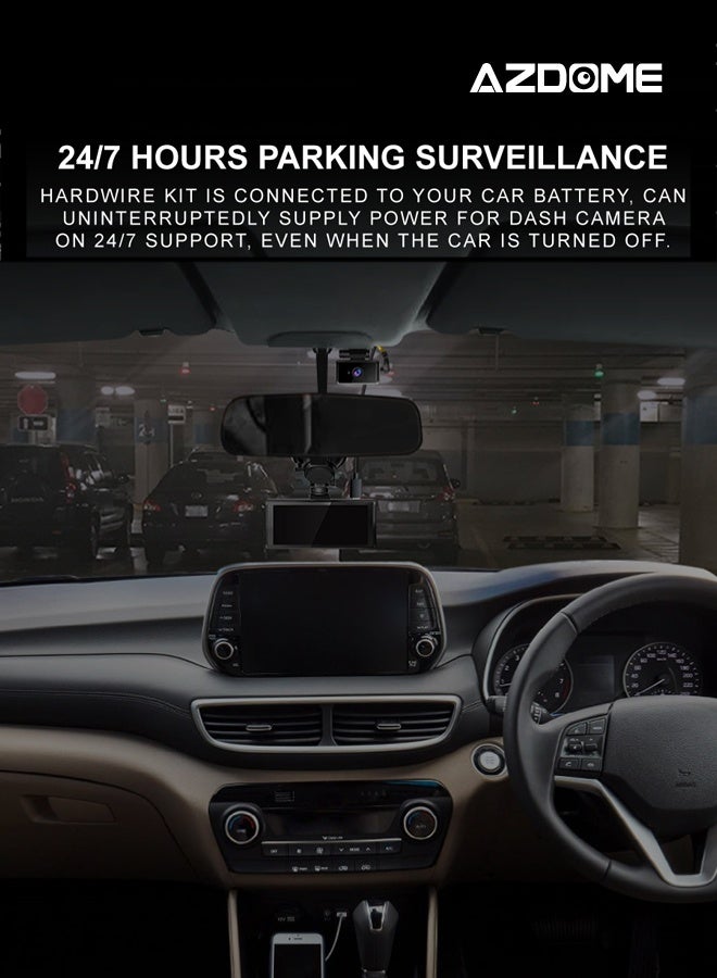 أزدوم طقم التوصيل المباشر HT03 - كابل مراقبة الانتظار 24 ساعة مع منفذ Type-C و صمامات - يحول 12V-24V إلى 5V/2.5A - متوافق مع معظم كاميرات السيارة مزود بحماية من انخفاض الجهد - Image 4