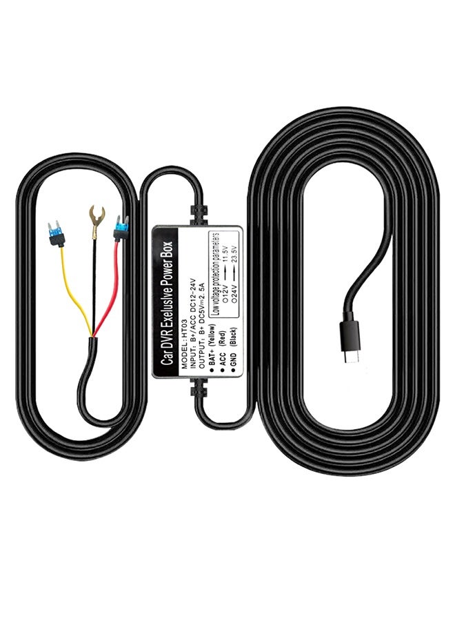 أزدوم طقم التوصيل المباشر HT03 - كابل مراقبة الانتظار 24 ساعة مع منفذ Type-C و صمامات - يحول 12V-24V إلى 5V/2.5A - متوافق مع معظم كاميرات السيارة مزود بحماية من انخفاض الجهد - Image 1