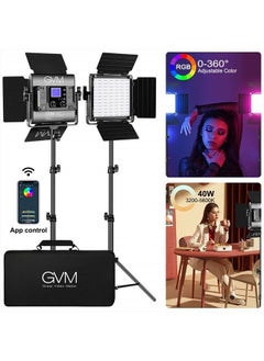 GVM RGB Led Video Light, 2PCS Video Lighting Kit with APP Control, 40W Photography Lighting Led Panel Light with 8 Kinds of The Scene Lights for Studio YouTube, 3200K-5600K, CRI 97+