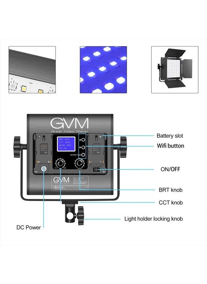 GVM Great Video Maker - GVM RGB Led Video Light, 2PCS Video Lighting Kit with APP Control, 40W Photography Lighting Led Panel Light with 8 Kinds of The Scene Lights for Studio YouTube, 3200K-5600K, CRI 97+ - Image 1