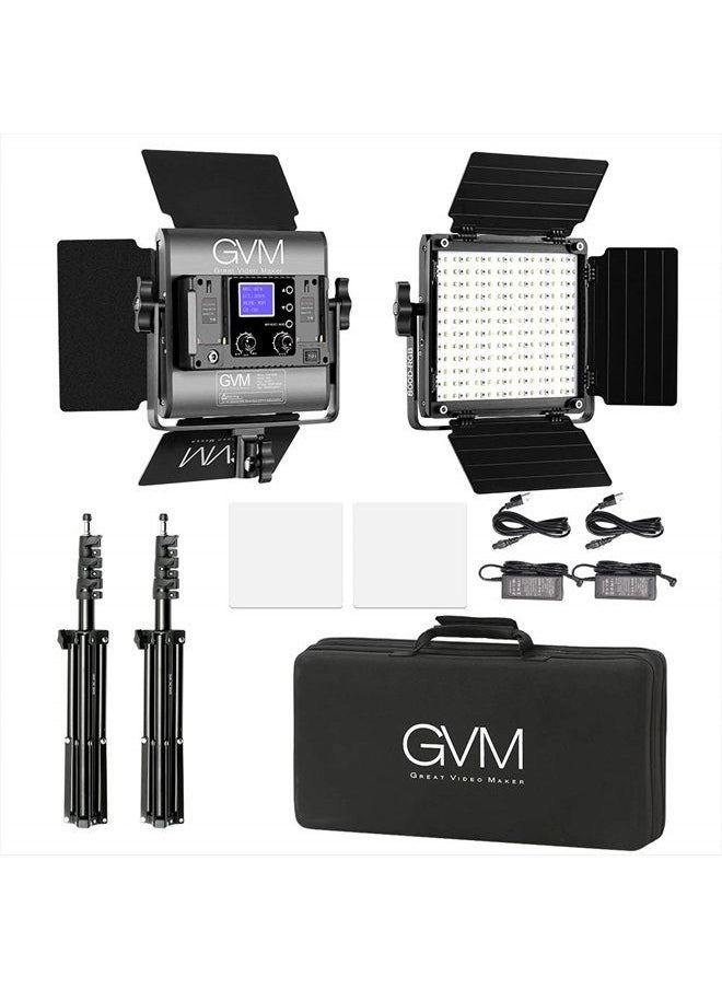 GVM Great Video Maker - GVM RGB Led Video Light, 2PCS Video Lighting Kit with APP Control, 40W Photography Lighting Led Panel Light with 8 Kinds of The Scene Lights for Studio YouTube, 3200K-5600K, CRI 97+ - Image 1