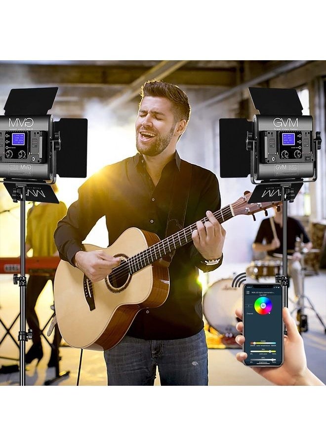 GVM Great Video Maker - GVM RGB Led Video Light, 2PCS Video Lighting Kit with APP Control, 40W Photography Lighting Led Panel Light with 8 Kinds of The Scene Lights for Studio YouTube, 3200K-5600K, CRI 97+ - Image 1