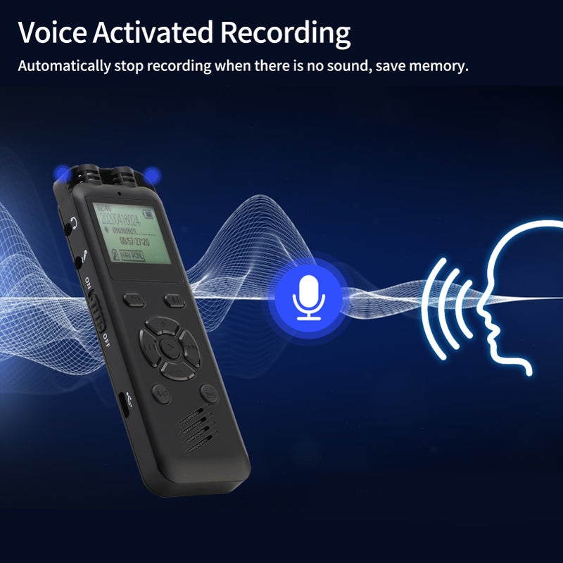 8GB Digital Voice Recorder Voice Activated Recorder MP3 Player 1536Kbps HD Recording Noise Reduction Timing Recording Password Function Dual Condenser Microphone 10hrs 15h Continuous Recording for - Image 4