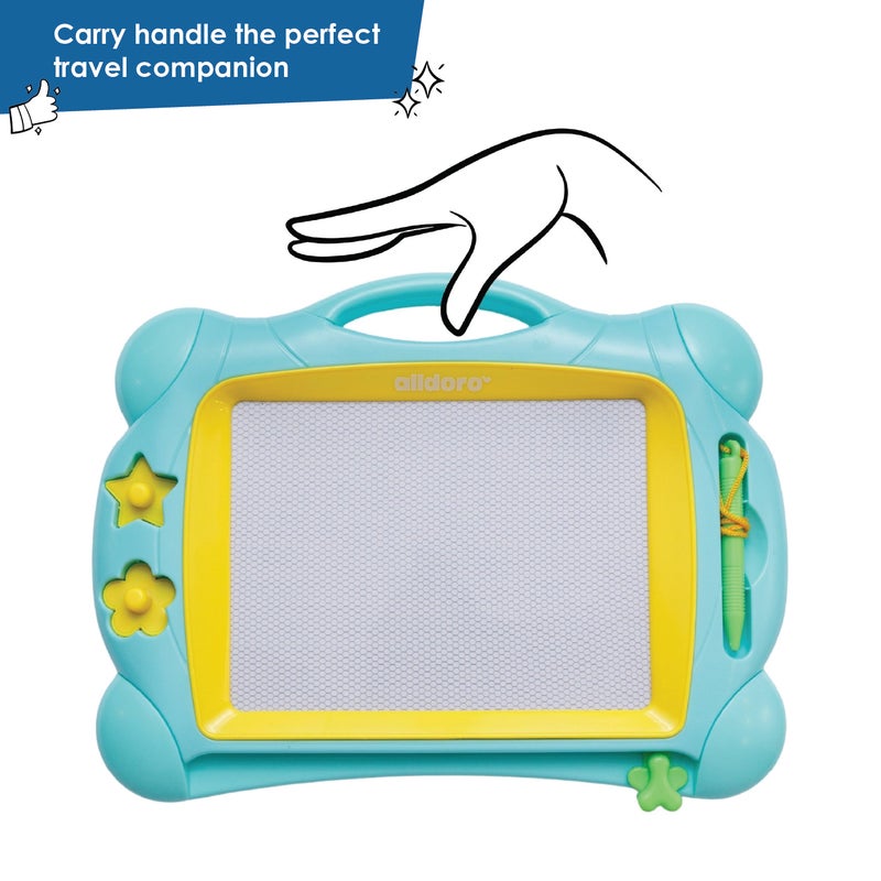 alldoro Magnetic Drawing Board | 19x14cm Screen | Compact 32x25x3cm | Stylus & 2 Stamps | Erasable Travel Doodle Toy for Kids Age 3+ - Image 5
