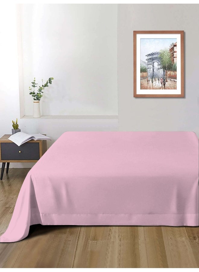 Rest - Flat Bedsheet 160X220Cm Plush Pink Breathable Machine Washbale Bedsheet Extra Soft Easy Fit Highly Breathable Bedding & Linen Cover - Image 1