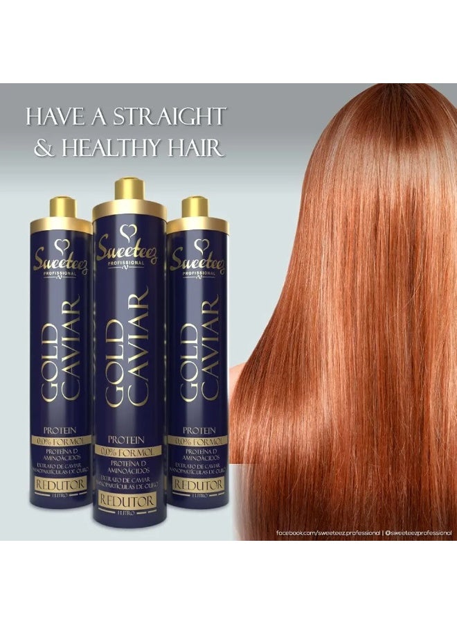 Sweeteez Professional Silky hair with a touch of gold! Sweeteez Gold Caviar Protein for superior repair and irresistible shine. 1000ml pack - Image 5