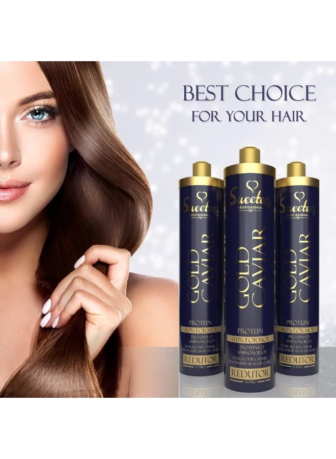 Sweeteez Professional Silky hair with a touch of gold! Sweeteez Gold Caviar Protein for superior repair and irresistible shine. 1000ml pack - Image 3
