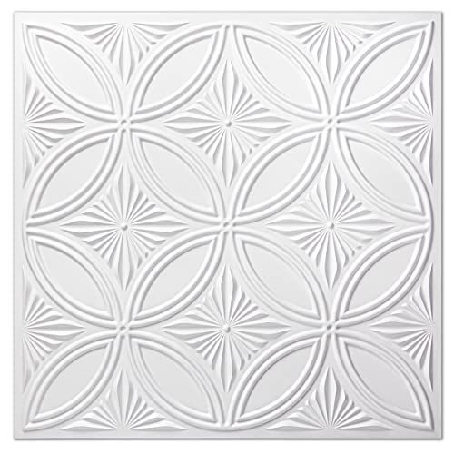 Art3d Decorative PVC Drop Ceiling Tile 2ft x 2ft in White,Glue up Ceiling Panel 24 x 24in.12pcs - Image 1
