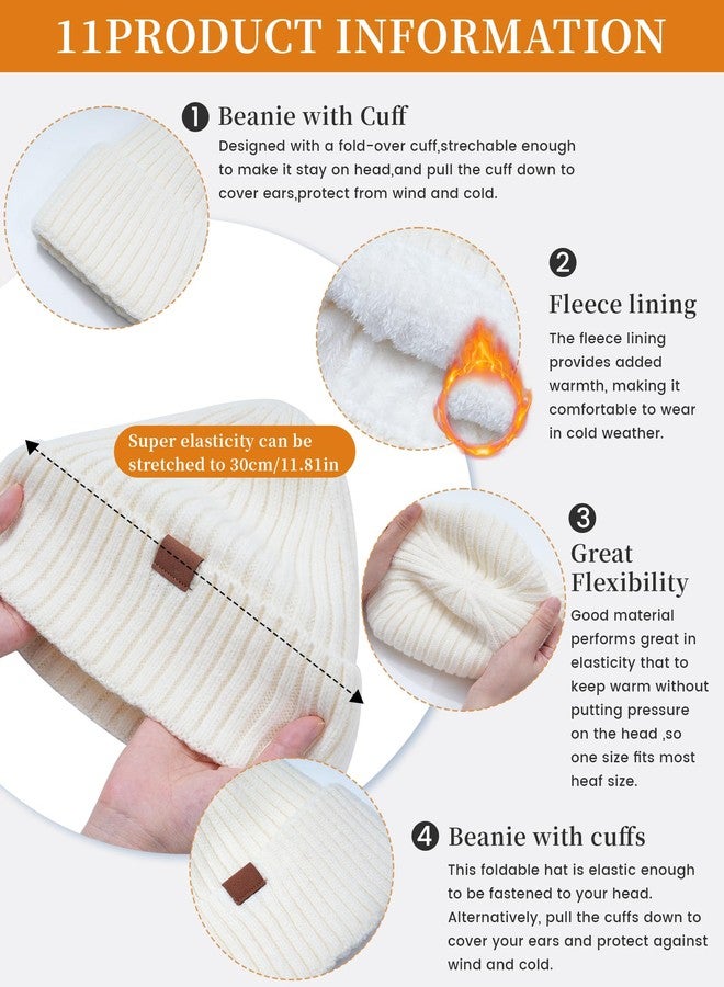 كاجير طقم قبعة وقفازات ووشاح للنساء، قبعة شتوية محبوكة، قفازات مبطنة بالفرو تعمل باللمس، وشاح طويل، طقم 3 في 1، هدية للنساء - Image 5