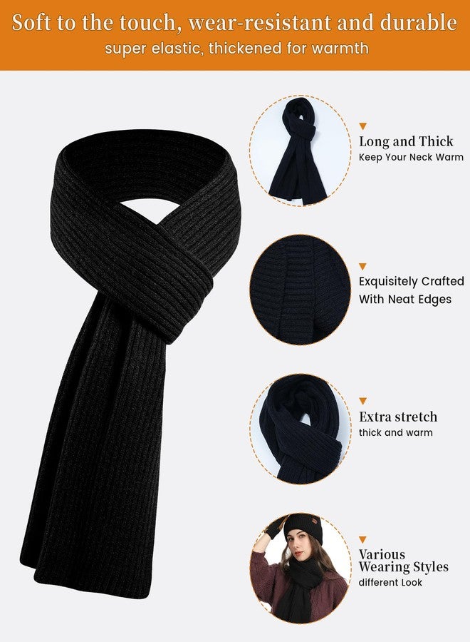 كاجير طقم قبعة وقفازات ووشاح للنساء، قبعة شتوية محبوكة، قفازات مبطنة بالفرو تعمل باللمس، وشاح طويل، طقم 3 في 1، هدية للنساء - Image 3