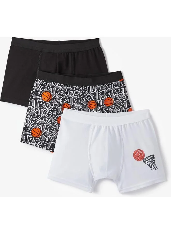 جون June Boy Basket Patterned 3-Pack Boxer Multicolor - Greymelange- White